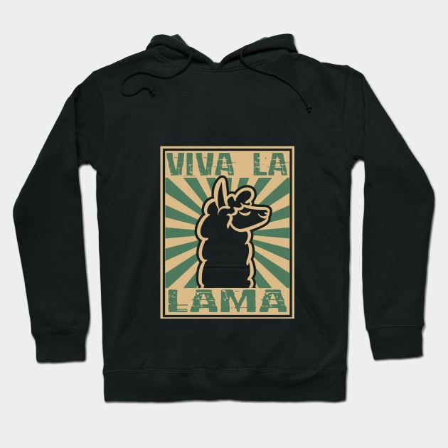 Funny Animals Viva La Lama Retro- color woodblock design Hoodie by shirtontour